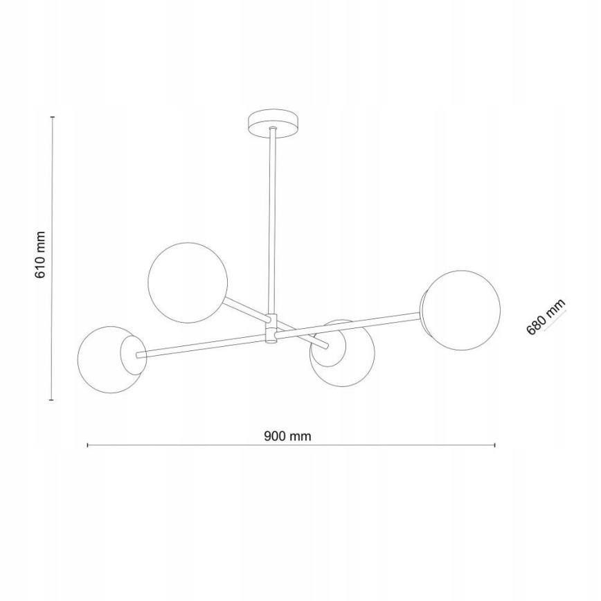 SARIUS loftlampe på stang 4xG9/6W/230V, guld