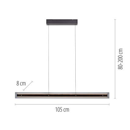 Schöner Wohnen 11316-18 - Dæmpbar LED-pendel på kabel LENA LED/32W/230V 105 cm sort