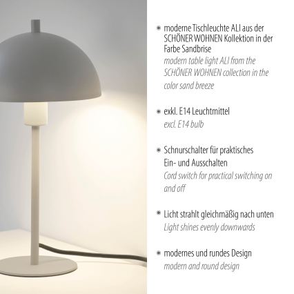 Schöner Wohnen 11726-39 - Bordlampe ALI 1xE14/15W/230V grå