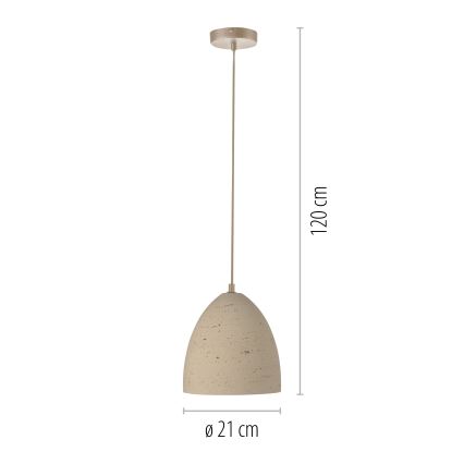 Schöner Wohnen 12540-42 - TRAVENTA pendel med ledning 1xE27/40W/230V Ø 21 cm beton