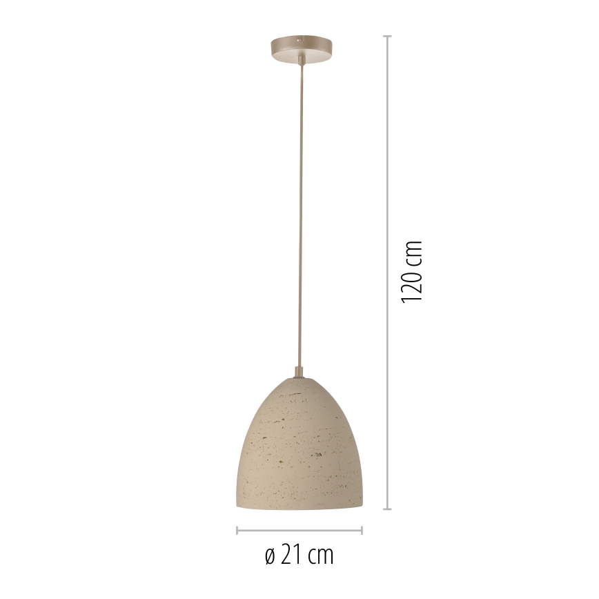 Schöner Wohnen 12540-42 - TRAVENTA pendel med ledning 1xE27/40W/230V Ø 21 cm beton