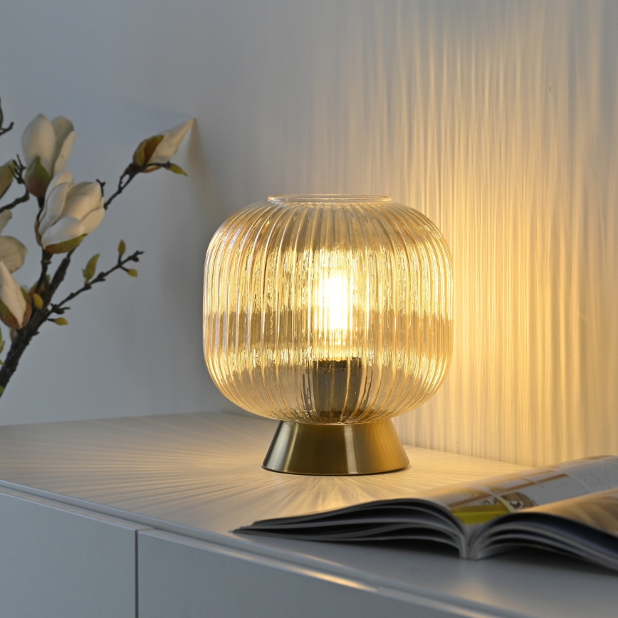 Schöner Wohnen 13573-27 - Bordlampe NAMI 1xE27/25W/230V guld/beige/røgfarvet