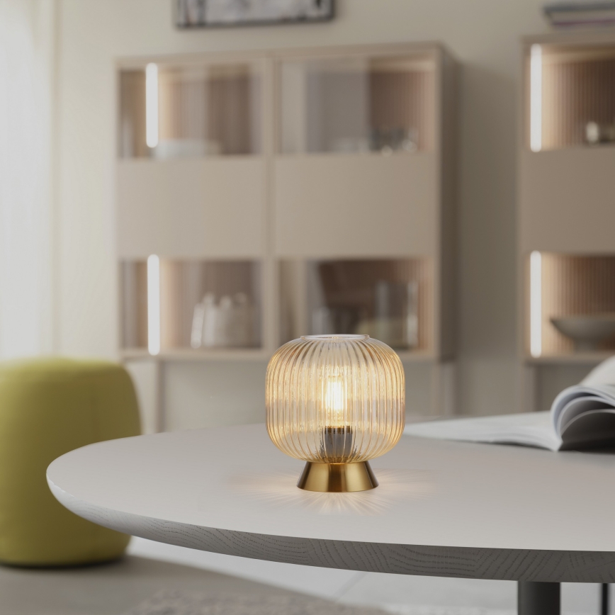 Schöner Wohnen 13573-27 - Bordlampe NAMI 1xE27/25W/230V guld/beige/røgfarvet