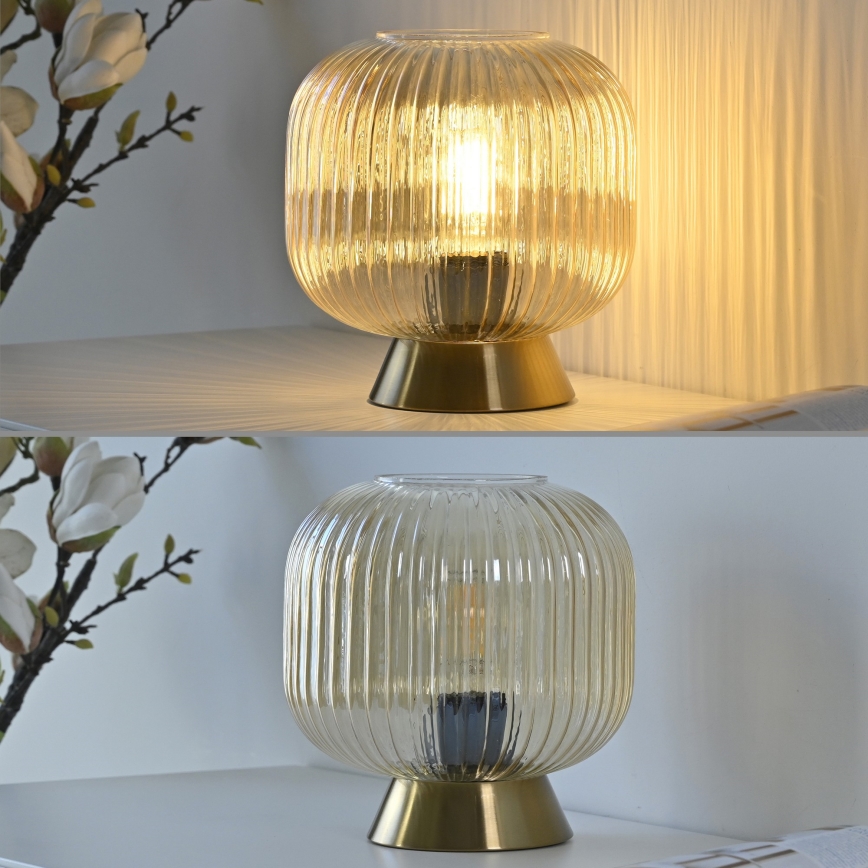Schöner Wohnen 13573-27 - Bordlampe NAMI 1xE27/25W/230V guld/beige/røgfarvet
