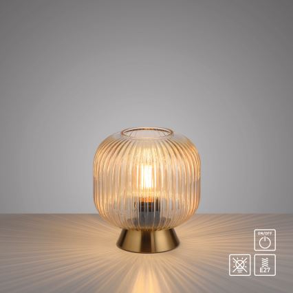 Schöner Wohnen 13573-27 - Bordlampe NAMI 1xE27/25W/230V guld/beige/røgfarvet