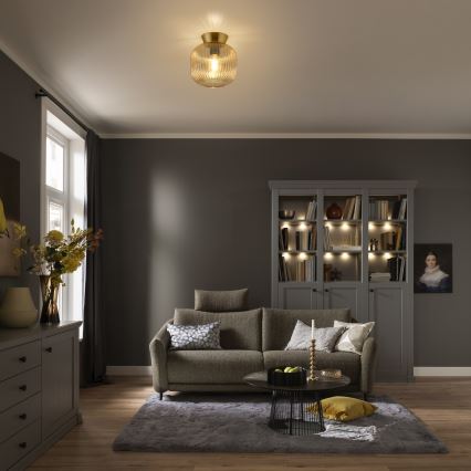 Schöner Wohnen 13574-27 - Loftlampe NAMI 1xE27/25W/230V Ø 20 cm guld/beige/røget