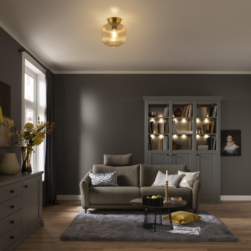 Schöner Wohnen 13574-27 - Loftlampe NAMI 1xE27/25W/230V Ø 20 cm guld/beige/røget