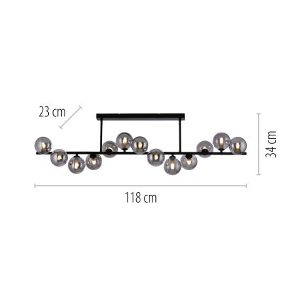 Schöner Wohnen 14505-18 - LED-lysekrone på stang DUBAI 13xG9/3W/230V sort/røgfarvet