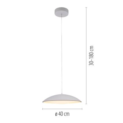 Schöner Wohnen 14606-16 - Dæmpbar LED-pendel LENTE, 17 W/230 V, Ø 40 cm, hvid