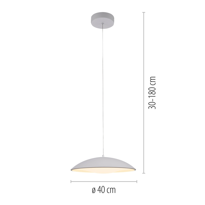 Schöner Wohnen 14606-16 - Dæmpbar LED-pendel LENTE, 17 W/230 V, Ø 40 cm, hvid