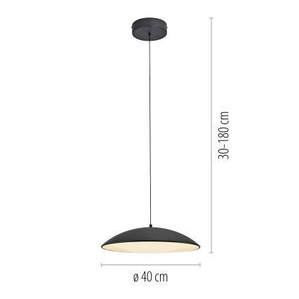 Schöner Wohnen 14606-18 - LENTE LED/17W/230V, dæmpbar LED-pendel på wire, Ø 40 cm, sort