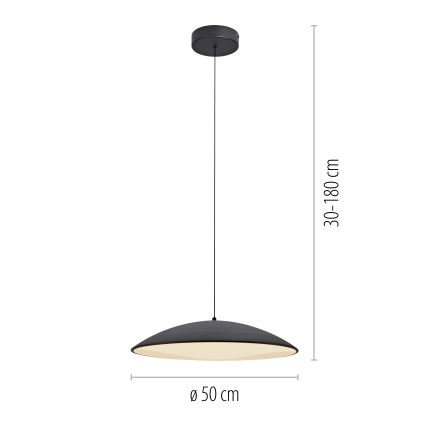 Schöner Wohnen 14607-18 - Dæmpbar LED-pendel på wire LENTE LED/23W/230V Ø 50 cm sort