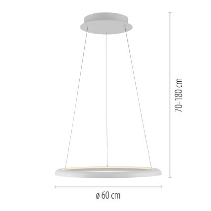 Schöner Wohnen 15570-16 - Dæmpbar LED-pendel på kabel QUILLO LED/36W/230V Ø 60 cm hvid