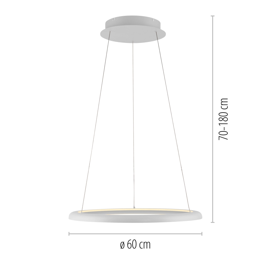 Schöner Wohnen 15570-16 - Dæmpbar LED-pendel på kabel QUILLO LED/36W/230V Ø 60 cm hvid