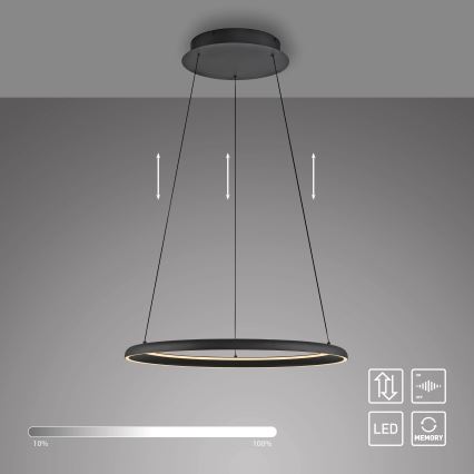 Schöner Wohnen 15570-18 - Dæmpbar LED-pendel med wire QUILLO LED/36W/230V Ø 60 cm sort