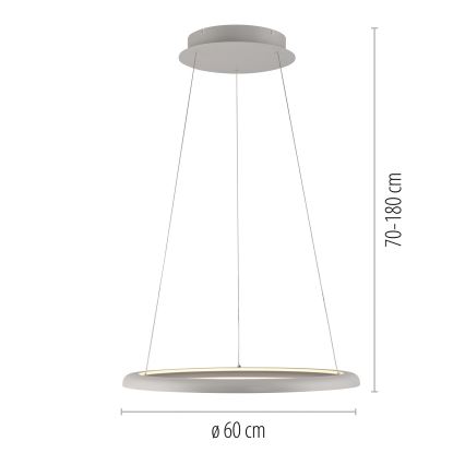 Schöner Wohnen 15570-39 - Dæmpbar LED-pendel på wire QUILLO LED/36W/230V Ø 60 cm grå