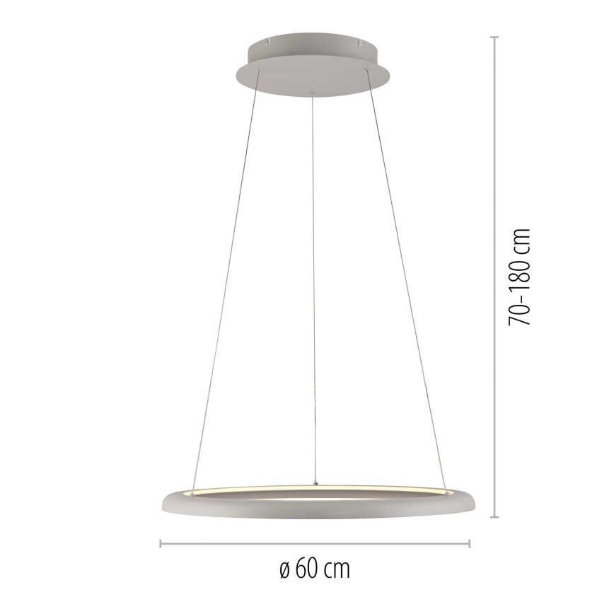 Schöner Wohnen 15570-39 - Dæmpbar LED-pendel på wire QUILLO LED/36W/230V Ø 60 cm grå