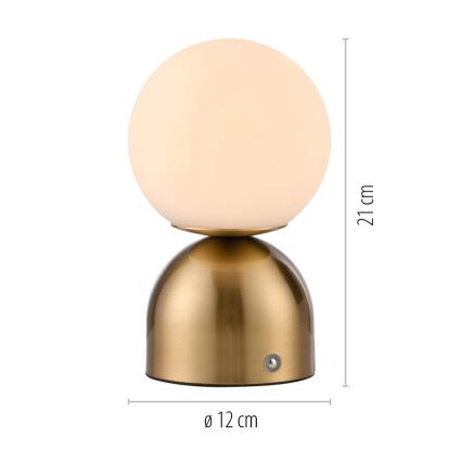 Schöner Wohnen 19218-12 - LED dæmpbar berøringsbetjent genopladelig bordlampe RUDI LED/1,2W/5V 3000-6000K 1200 mAh guldfarvet