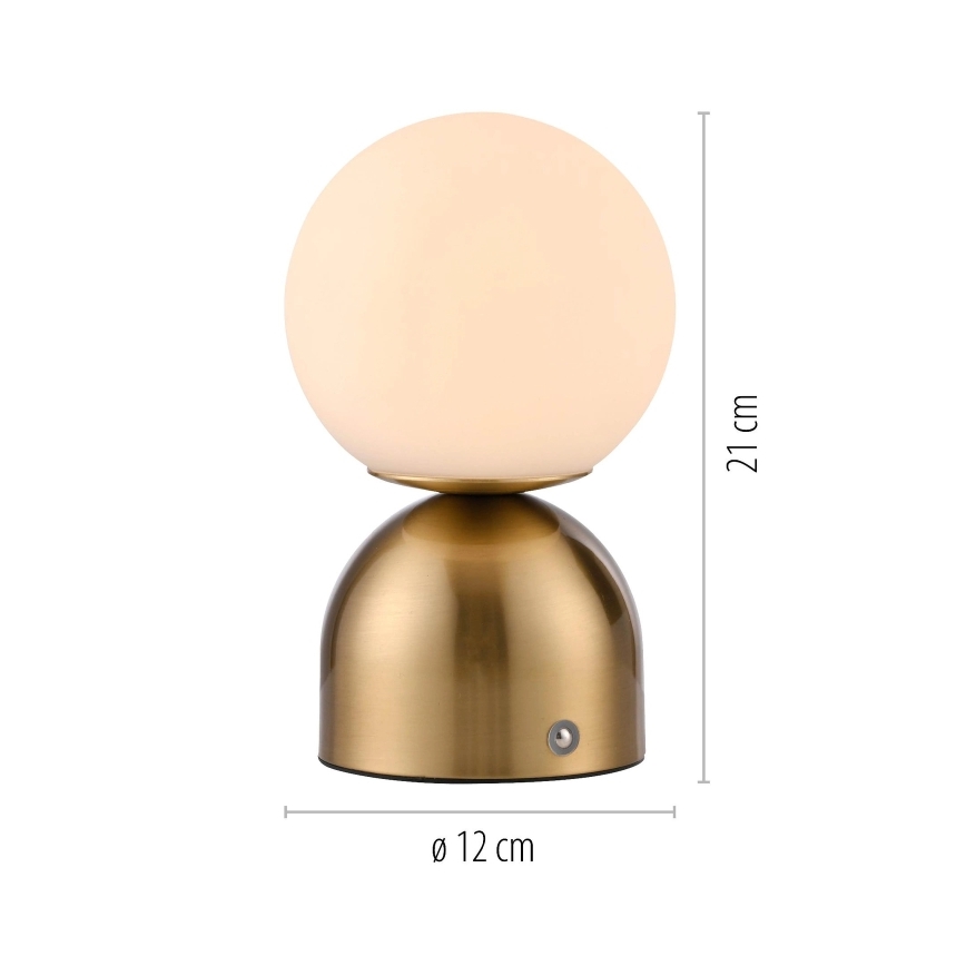 Schöner Wohnen 19218-12 - LED dæmpbar berøringsbetjent genopladelig bordlampe RUDI LED/1,2W/5V 3000-6000K 1200 mAh guldfarvet