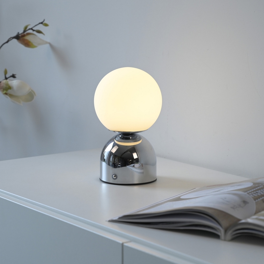 Schöner Wohnen 19218-17 - LED dæmpbar berøringsbetjent genopladelig bordlampe RUDI LED/1,2W/5V 3000-6000K 1200 mAh blank krom