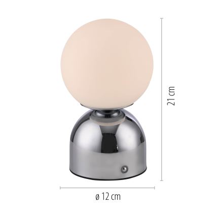 Schöner Wohnen 19218-17 - LED dæmpbar berøringsbetjent genopladelig bordlampe RUDI LED/1,2W/5V 3000-6000K 1200 mAh blank krom