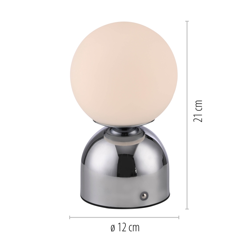 Schöner Wohnen 19218-17 - LED dæmpbar berøringsbetjent genopladelig bordlampe RUDI LED/1,2W/5V 3000-6000K 1200 mAh blank krom