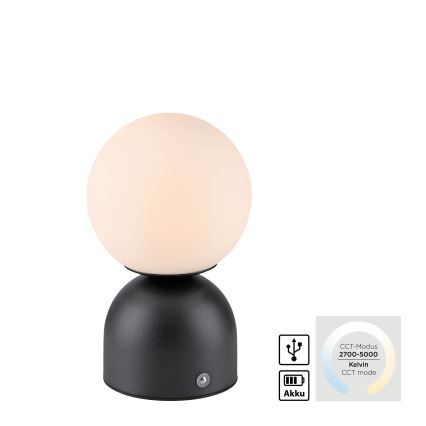 Schöner Wohnen 19218-18 - LED dæmpbar berøringsbetjent opladelig bordlampe RUDI LED/1,2W/5V 3000-6000K 1200 mAh sort