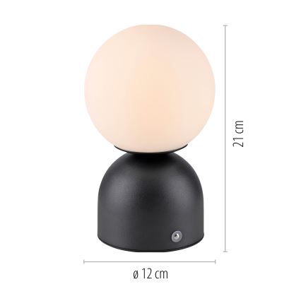 Schöner Wohnen 19218-18 - LED dæmpbar berøringsbetjent opladelig bordlampe RUDI LED/1,2W/5V 3000-6000K 1200 mAh sort