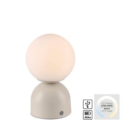 Schöner Wohnen 19218-39 - LED, dæmpbar, berøringsbetjent genopladelig bordlampe RUDI LED/1,2W/5V 3000-6000K 1200 mAh grå