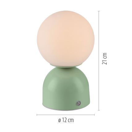 Schöner Wohnen 19218-43 - Dæmpbar berøringsbetjent genopladelig bordlampe RUDI LED/1,2W/5V 3000-6000K 1200 mAh grøn