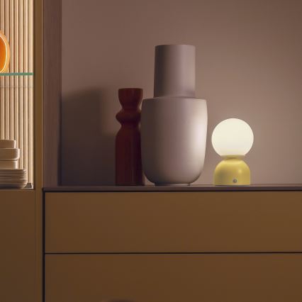 Schöner Wohnen 19218-81 - RUDI LED dæmpbar berøringsbetjent genopladelig bordlampe, LED/1,2W/5V, 3000–6000K, 1200 mAh, gul