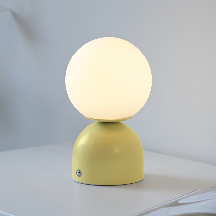 Schöner Wohnen 19218-81 - RUDI LED dæmpbar berøringsbetjent genopladelig bordlampe, LED/1,2W/5V, 3000–6000K, 1200 mAh, gul