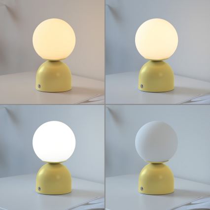 Schöner Wohnen 19218-81 - RUDI LED dæmpbar berøringsbetjent genopladelig bordlampe, LED/1,2W/5V, 3000–6000K, 1200 mAh, gul