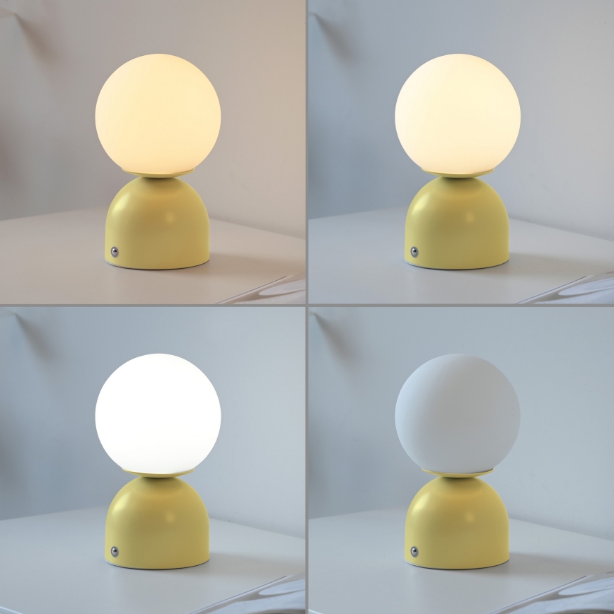 Schöner Wohnen 19218-81 - RUDI LED dæmpbar berøringsbetjent genopladelig bordlampe, LED/1,2W/5V, 3000–6000K, 1200 mAh, gul