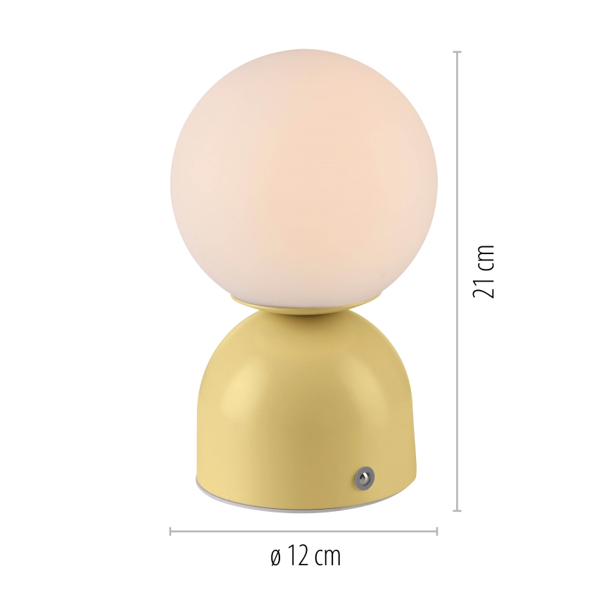 Schöner Wohnen 19218-81 - RUDI LED dæmpbar berøringsbetjent genopladelig bordlampe, LED/1,2W/5V, 3000–6000K, 1200 mAh, gul