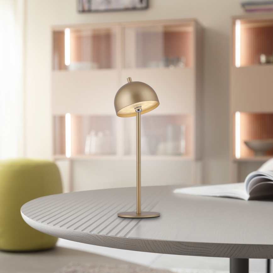 Schöner Wohnen 19244-12 - dæmpbar, berøringsbetjent, genopladelig udendørs bordlampe BELLIS LED/2,5W/5V 2600 mAh IP54 guld