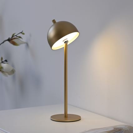 Schöner Wohnen 19244-12 - dæmpbar, berøringsbetjent, genopladelig udendørs bordlampe BELLIS LED/2,5W/5V 2600 mAh IP54 guld