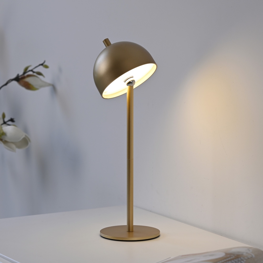 Schöner Wohnen 19244-12 - dæmpbar, berøringsbetjent, genopladelig udendørs bordlampe BELLIS LED/2,5W/5V 2600 mAh IP54 guld