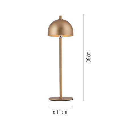 Schöner Wohnen 19244-12 - dæmpbar, berøringsbetjent, genopladelig udendørs bordlampe BELLIS LED/2,5W/5V 2600 mAh IP54 guld