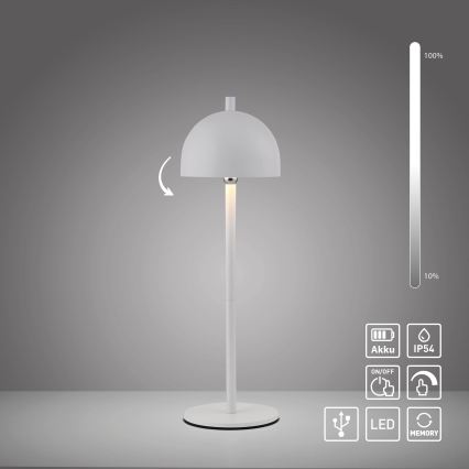 Schöner Wohnen 19244-16 - LED-dæmpbar berøringsbetjent genopladelig udendørs bordlampe BELLIS LED/2,5W/5V 2600 mAh IP54 hvid