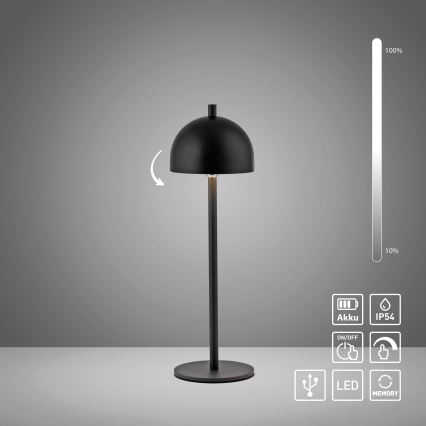 Schöner Wohnen 19244-18 - LED dæmpbar berøringsbetjent genopladelig udendørs bordlampe BELLIS LED/2,5W/5V 2600 mAh IP54 sort