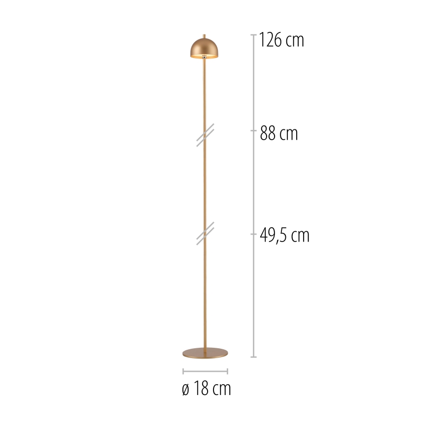 Schöner Wohnen 19245-12 - Dæmpbar, berøringsbetjent, genopladelig udendørs gulvlampe BELLIS LED/2,5W/5V 2600 mAh IP54 guld