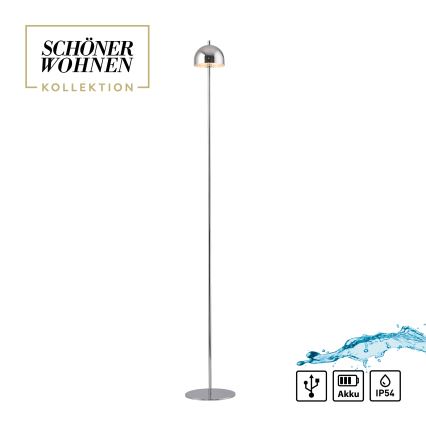Schöner Wohnen 19245-17 - LED dæmpbar berøringsbetjent genopladelig udendørs gulvlampe BELLIS LED/2,5W/5V 2600 mAh IP54 blank krom