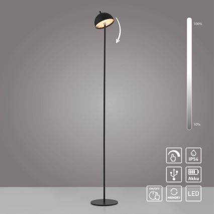 Schöner Wohnen 19245-18 - LED dæmpbar, berøringsbetjent, genopladelig udendørs gulvlampe BELLIS LED/2,5W/5V 2600 mAh IP54 sort