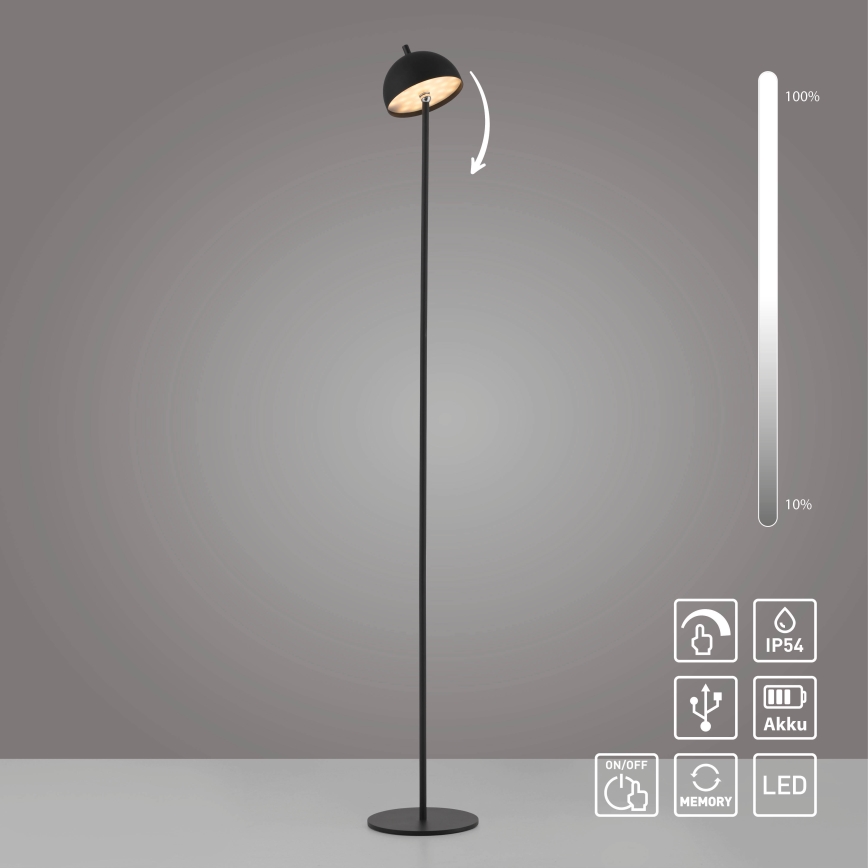 Schöner Wohnen 19245-18 - LED dæmpbar, berøringsbetjent, genopladelig udendørs gulvlampe BELLIS LED/2,5W/5V 2600 mAh IP54 sort