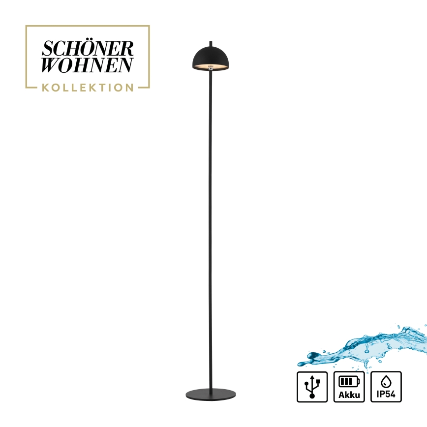 Schöner Wohnen 19245-18 - LED dæmpbar, berøringsbetjent, genopladelig udendørs gulvlampe BELLIS LED/2,5W/5V 2600 mAh IP54 sort