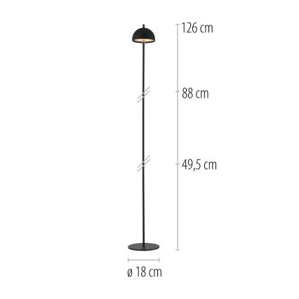 Schöner Wohnen 19245-18 - LED dæmpbar, berøringsbetjent, genopladelig udendørs gulvlampe BELLIS LED/2,5W/5V 2600 mAh IP54 sort