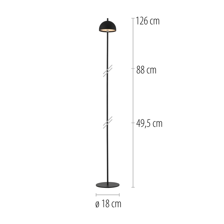 Schöner Wohnen 19245-18 - LED dæmpbar, berøringsbetjent, genopladelig udendørs gulvlampe BELLIS LED/2,5W/5V 2600 mAh IP54 sort