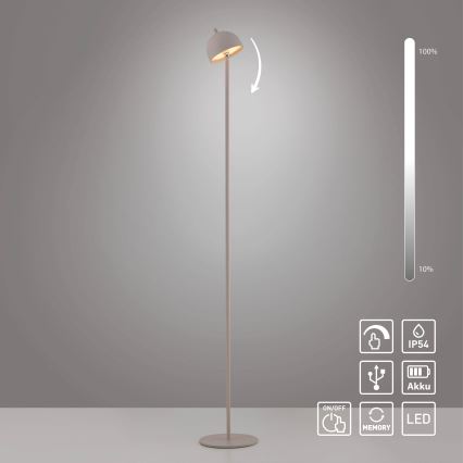 Schöner Wohnen 19245-39 - LED dæmpbar berøringsbetjent genopladelig udendørs gulvlampe BELLIS LED/2,5W/5V 2600 mAh IP54 grå