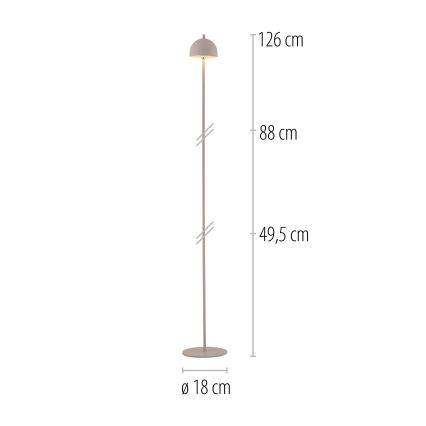 Schöner Wohnen 19245-39 - LED dæmpbar berøringsbetjent genopladelig udendørs gulvlampe BELLIS LED/2,5W/5V 2600 mAh IP54 grå